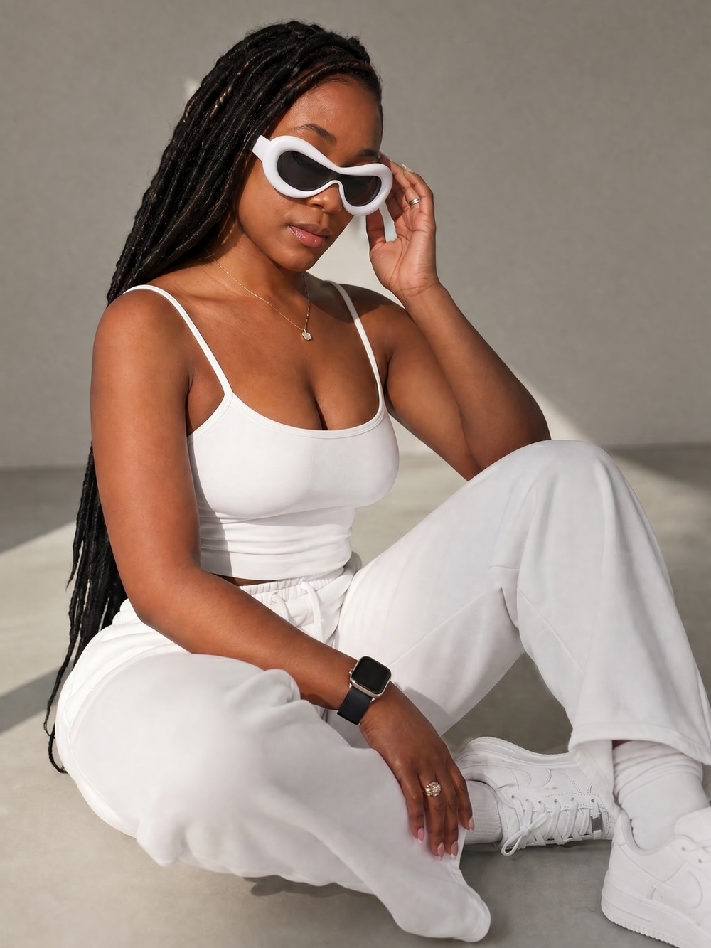 Y2K Inflated Bubble Frame Sunglasses White Loewe Inspired Festival NWT